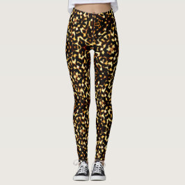 Legging Elemento étnico do leopardo geométrico castanho e 