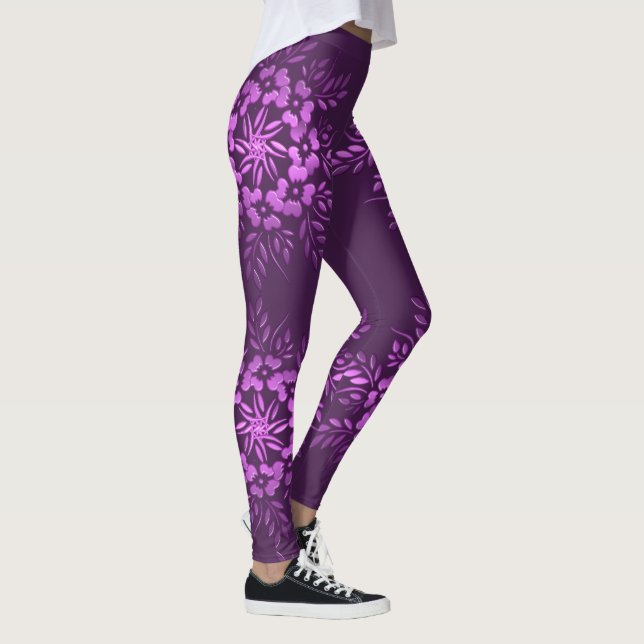 Legging Elemento púrpura dos círculos florais. (Direita)