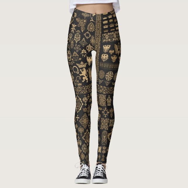 Legging Elementos barrocos: padrão mega definido. (Frente)