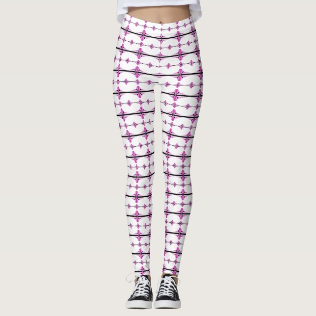 Legging Elementos de deco de arte em rosa pastel (Frente)