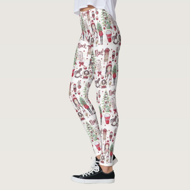 Legging Elementos de Natal de Aquarela (Esquerda)