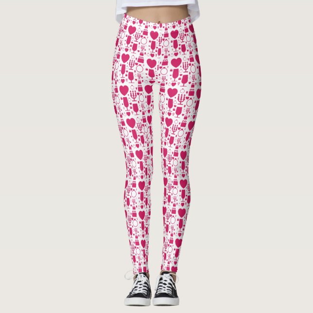 Legging elementos de padrões do dia dos namorados (Frente)