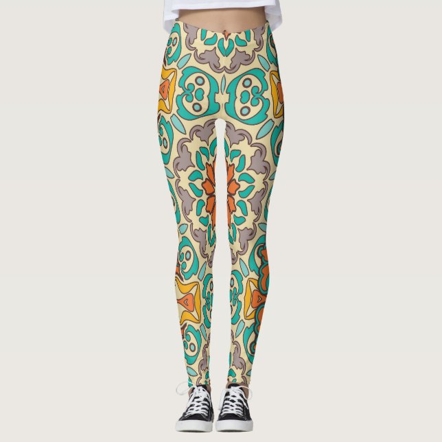 Legging Elementos decorativos da vindima: parte contínua o (Frente)