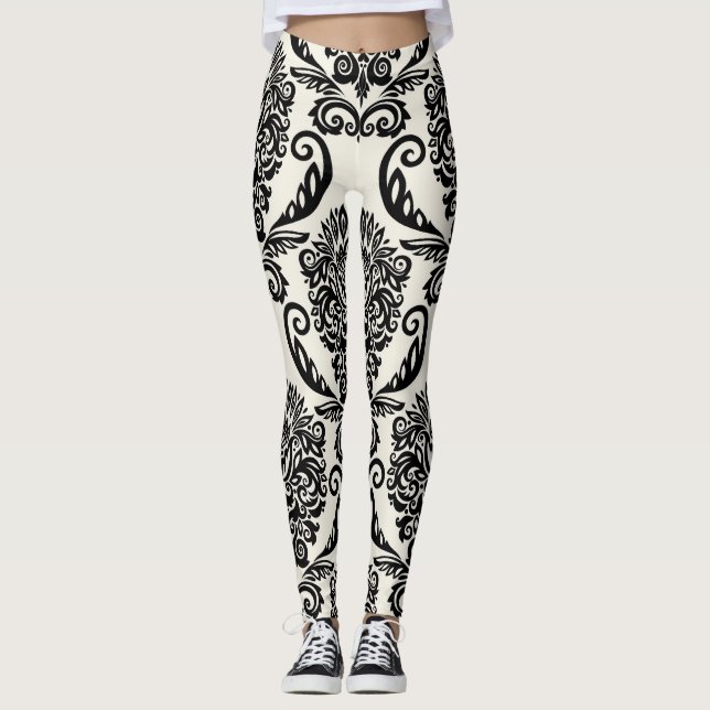 Legging Elementos decorativos, desenho sem costura à mão l (Frente)