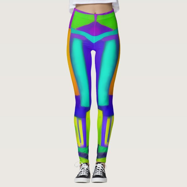 Legging Elétricas Sonham Na moda Vintage Abstrato (Frente)