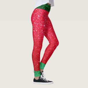 Legging Elf de Natal Bonito Vermelho Verde Santas
