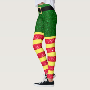Legging Elfo Brilhante Natal Vermelho Verde Amarelo