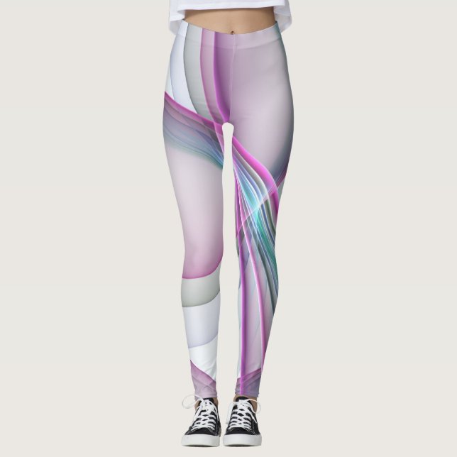 Legging Em Movimento, Arte Fractal Abstrata Colorida Moder (Frente)
