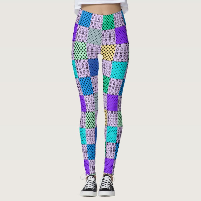 Legging Em tons escuros e multicoloridos, retrorgeométrico (Frente)