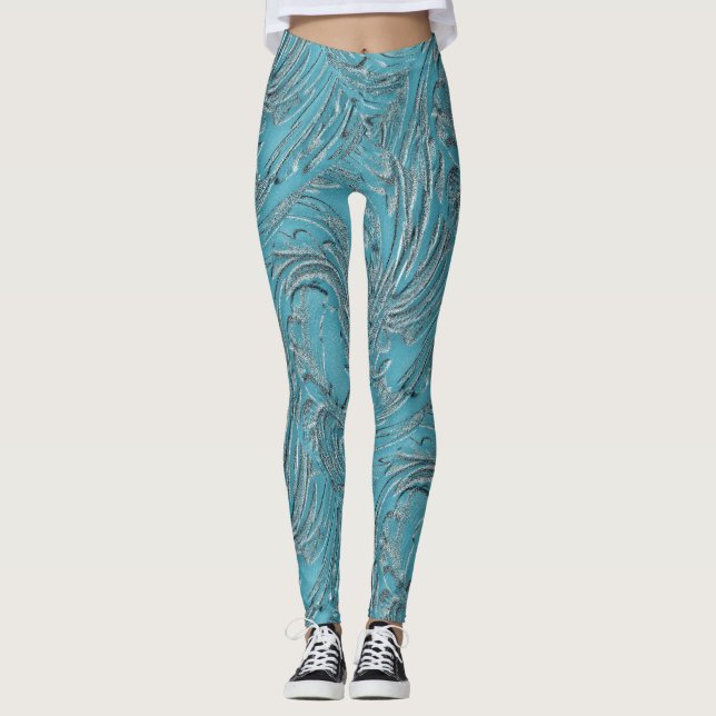 Legging Embalado Em Teal (Frente)