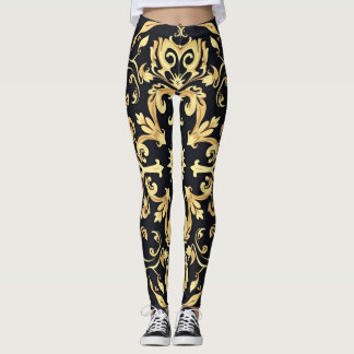 Legging emblema preto&ouro