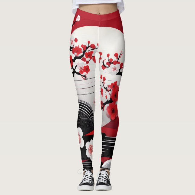 Legging Embrace Elegance: Pernas do Flor de Cereja Japonês (Frente)