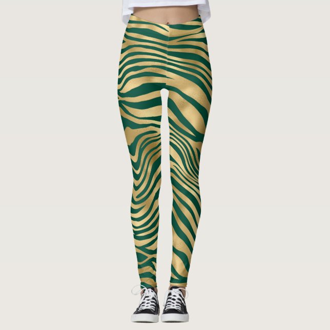 Legging Emerald e Dourado Safari Series Design 4 (Frente)