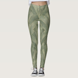 Legging Emerald Green e Dourado padrão de arte deco