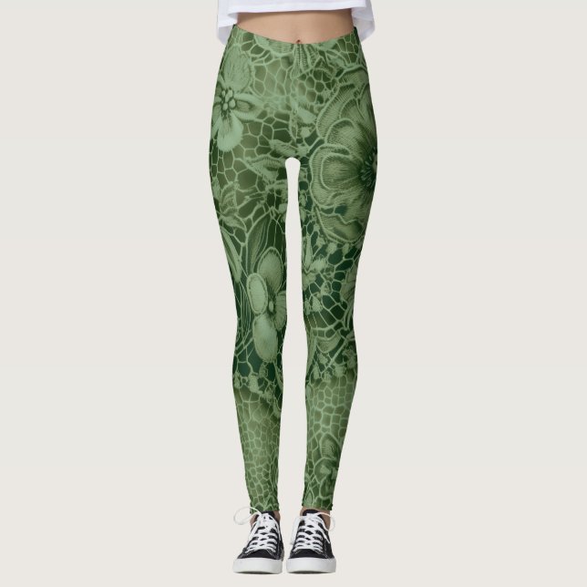 Legging "Emerald Green Vintage Lace" (Frente)