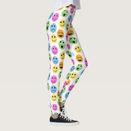 Legging Emojis Emoticon Faces Coloridas Impressão