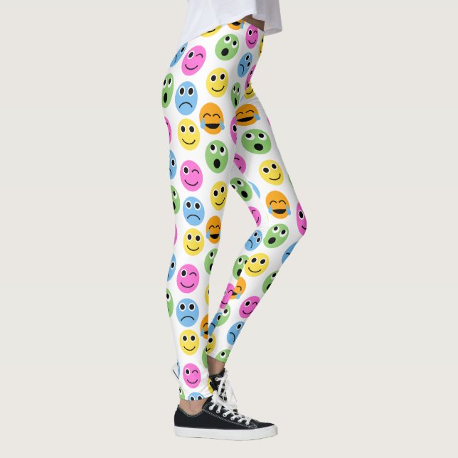 Legging Emojis Emoticon Faces Coloridas Impressão (Direita)