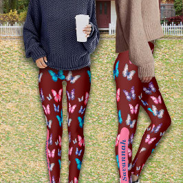 Legging Encantando Borboletas Coloridas Personalizar Nome