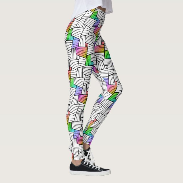 Legging Ênfase de Cor do Padrão das Linhas de Abstrato Bra (Direita)