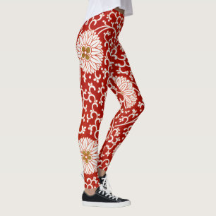Legging Enfeite Chinês Owen Jones Floral Vermelho Branco