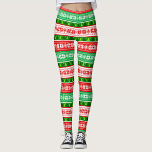 LEGGING ENFEITES DE NATAL DESIGN VERMELHO BRANCO VERDE