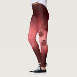 Legging Enfeites Festivos de Natal Vermelhos em Bokeh Verm