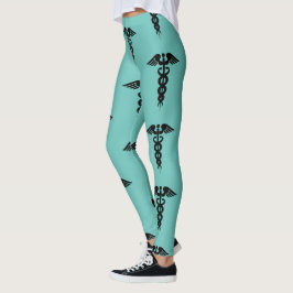 Legging Enfermeiro Médico Padrão do Teal Black