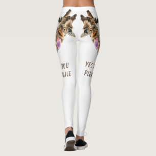 Legging Engraçada Língua Girafa Fora Piscar os olhos de