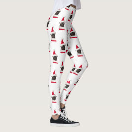 Legging Engraçado Black Pug Santa Hat Natal