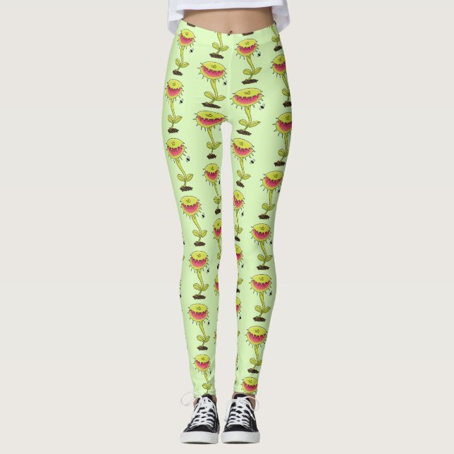 Legging Engraçado carnívoro Venus mosca cartoon (Frente)