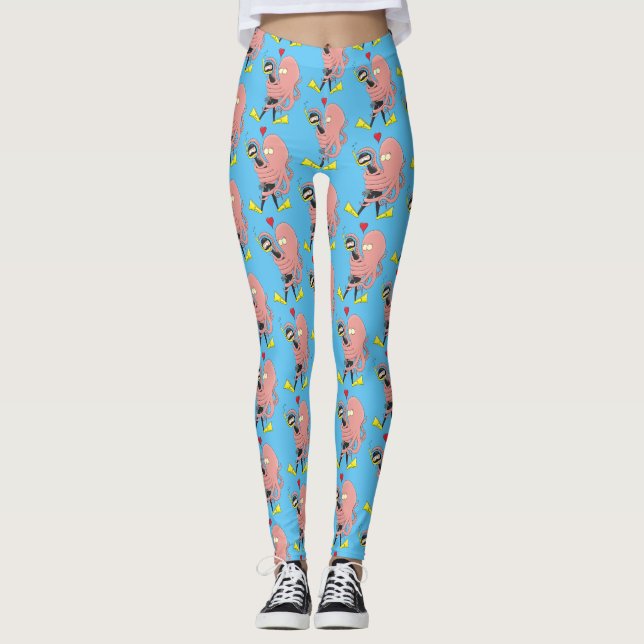 Legging Engraçado de polvo encantador humor de desenho ani (Frente)