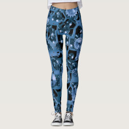Legging Engrenagens do azul do divertimento!