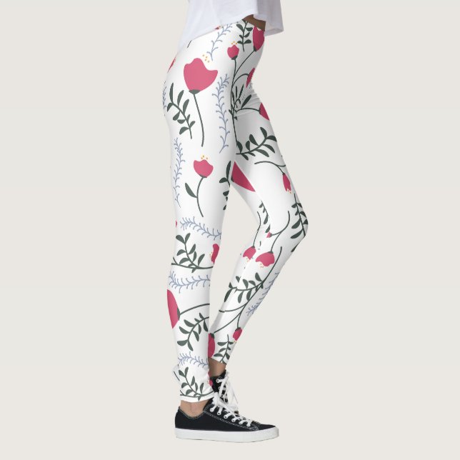 Legging Enorme Aquarela Moderna Flores Vermelhas com Licen (Direita)