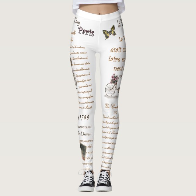 Legging Ephemera Francesa ~ Script ~ Manuscrito ~ Paris ~* (Frente)