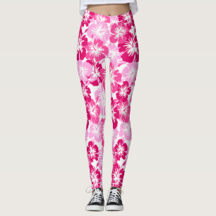 Legging Epic Hibiscus Hawaiian Tropical Rosa