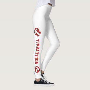Legging Equipe branca vermelha cores volleybolas w texto p