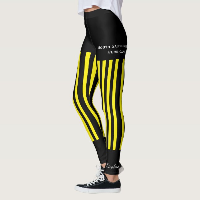 Legging Equipe/Clube Amarelo e Preto com Nome, Curto Falso (Esquerda)