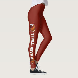 Legging equipe cola texto de basquetebol ou marca marrom d