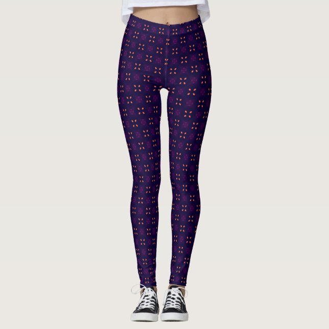 Legging Equipe de Esportes Roxos e Laranja (Frente)