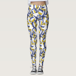 Legging equipe de ouro azul colorido padrão volleybolas