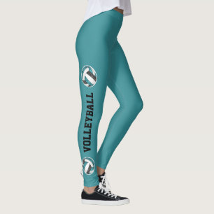 Legging Equipe preta de teia colorido volleybolas w perna 