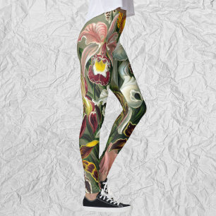 Legging Ernst Haeckel Orquídeas, Flores da Floresta Tropic