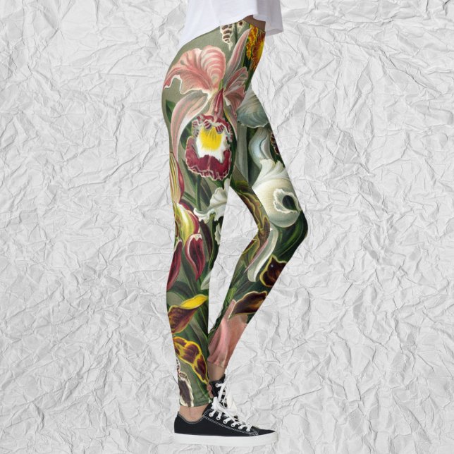 Legging Ernst Haeckel Orquídeas, Flores da Floresta Tropic (Ernst Haeckel Orchids, Vintage Rainforest Flowers Leggings)