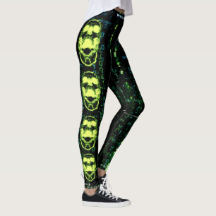 Legging Erro do sistema Cyberpunk Gritando com o crânio ve
