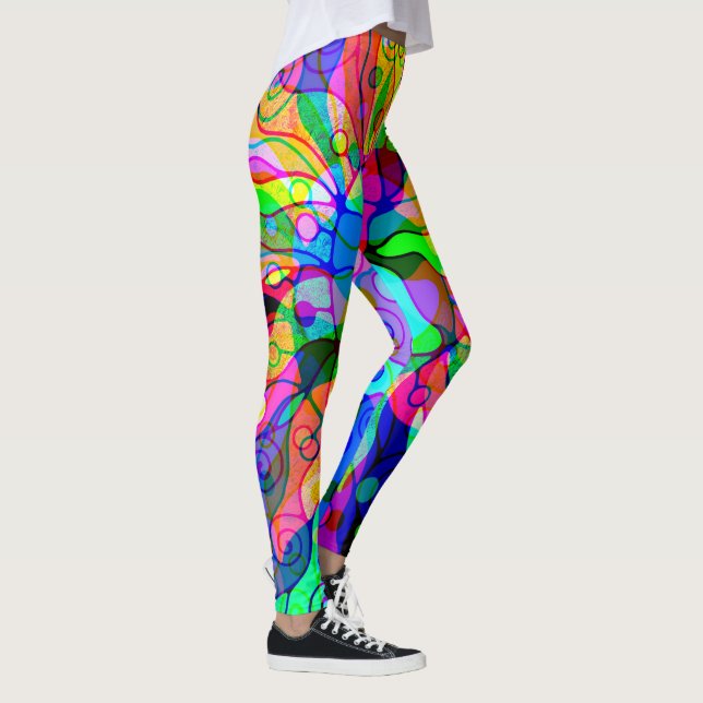 Legging Esboço de arte fantasiosa - Abstrato Neon Shift 1 (Direita)