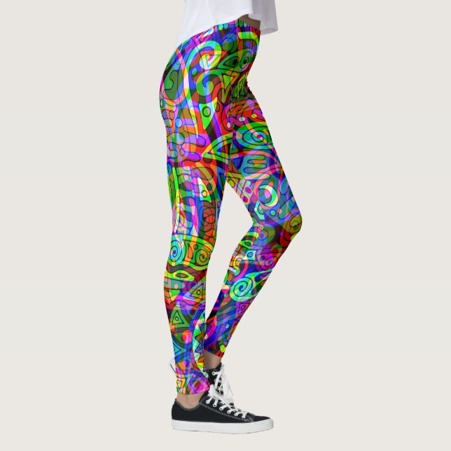 Legging Esboço de arte fantástica - Abstrato Neon Shift 3 (Direita)