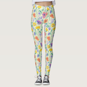 Legging Esboço de Flor Silvestre Vintage (6)