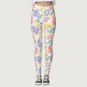 Legging Esboço de Flor Silvestre Vintage (9)
