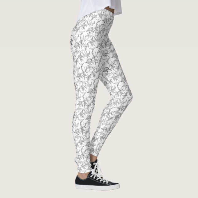 Legging Esboço floral do Lírio---Vale preto e branco (Direita)