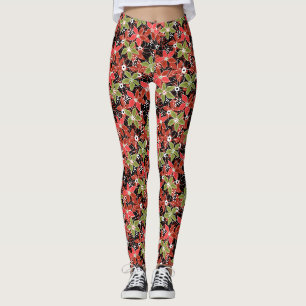Legging Esboço floral multicolorido retrô outono